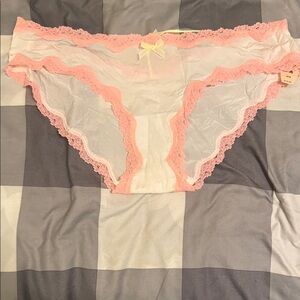 Victoria's Secret White Panties with Pink Lace Trim
